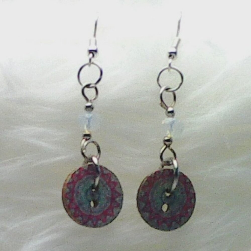 No. 1642 Pretty handmade earrings with half-inch diameter buttons